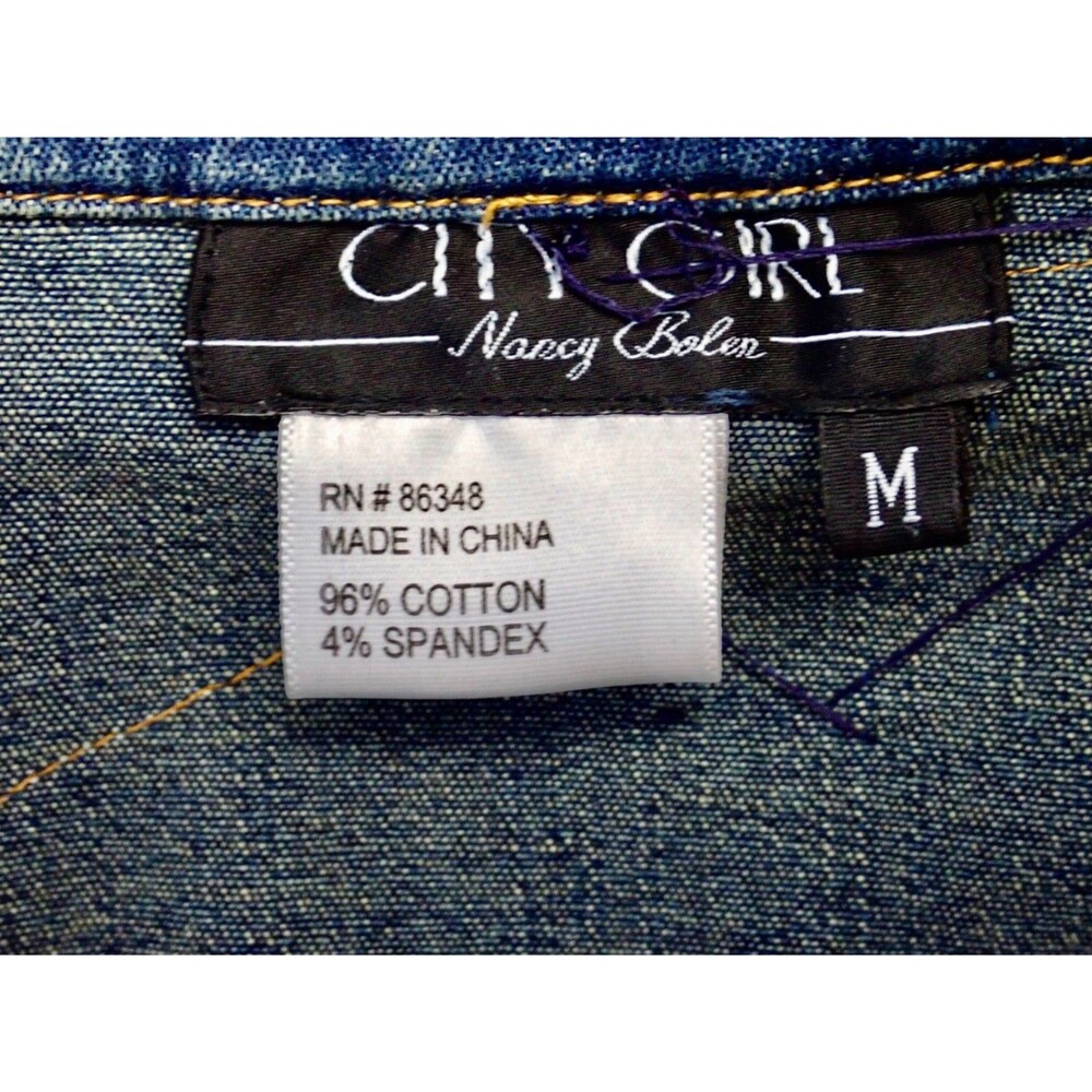 City Girl Embellished Blue Denim Blazer Sz Medium & Skirt Sz 6 Matched 2 pc Set - Picture 10 of 12